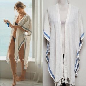 White and Blue Striped Swim Coverup